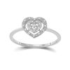 10kt White Gold Womens Round Diamond Slender Heart Cluster Ring 1/20 Cttw