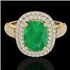 Image 1 : 3.50 ctw Emerald & Micro Pave VS/SI Diamond Ring 18k Yellow Gold