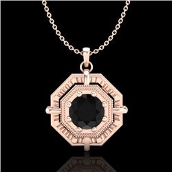 0.75 ctw Fancy Black Diamond Art Deco Stud Necklace 18k Rose Gold