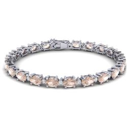 21.2 ctw Morganite & VS/SI Diamond Eternity Bracelet 10k White Gold