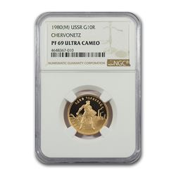 1980 Russia Gold 10 Roubles Chervonetz PF-69 NGC