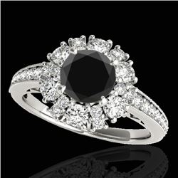 2.16 ctw Certified VS Black Diamond Solitaire Halo Ring 10k White Gold