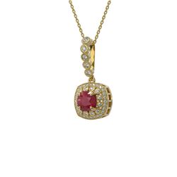 2.55 ctw Certified Ruby & Diamond Victorian Necklace 14K Yellow Gold