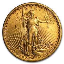 1916-S $20 Saint-Gaudens Gold Double Eagle AU