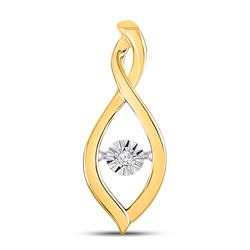 10kt Yellow Gold Womens Round Diamond Moving Twinkle Solitaire Pendant .03 Cttw