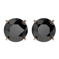 3.10 ctw Fancy Black Diamond Solitaire Stud Earrings 10k Rose Gold