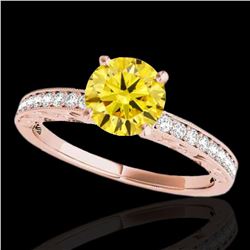 1.43 ctw Certified SI Intense Yellow Diamond Antique Ring 10k Rose Gold