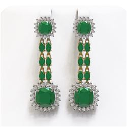 19.88 ctw Emerald & Diamond Earrings 14K Yellow Gold