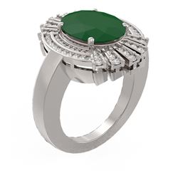 7.72 ctw Emerald & Diamond Ring 18K White Gold