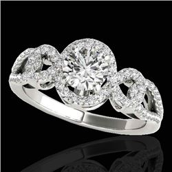 1.38 ctw Certified Diamond Solitaire Halo Ring 10k White Gold