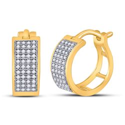 Yellow-tone Sterling Silver Womens Round Diamond Huggie Earrings 1/4 Cttw