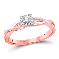 10kt Rose Gold Womens Round Diamond Solitaire Twist Bridal Wedding Engagement Ring 1/5 Cttw