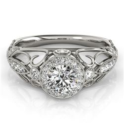 0.93 ctw Certified VS/SI Diamond Antique Ring 14k White Gold