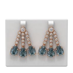 17.82 ctw Blue Topaz & Diamond Earrings 18K Rose Gold