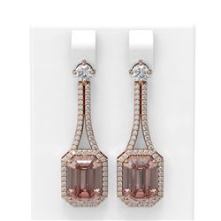 11.01 ctw Morganite & Diamond Earrings 18K Rose Gold