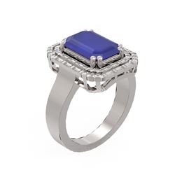 6.6 ctw Sapphire & Diamond Ring 18K White Gold