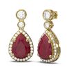 Image 2 : 3.1 ctw Ruby & Diamond Earrings 18K Yellow Gold