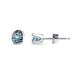 14k White Gold 4 mm Aquamarine Stud Earrings