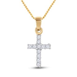 10kt Yellow Gold Womens Round Diamond Cross Pendant 1/4 Cttw