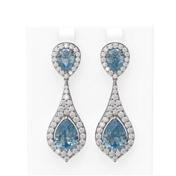 10.01 ctw Blue Topaz & Diamond Earrings 18K White Gold