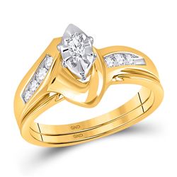 10kt Yellow Gold Womens Marquise Diamond Bridal Wedding Engagement Ring Band Set 1/4 Cttw