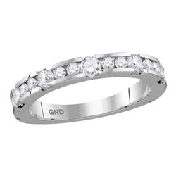 14kt White Gold Womens Machine-set Round Diamond Wedding Band Ring 3/4 Cttw