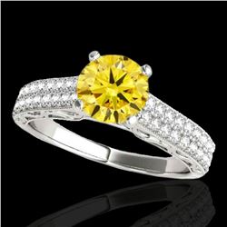 1.41 ctw Certified SI Intense Yellow Diamond Antique Ring 10k White Gold