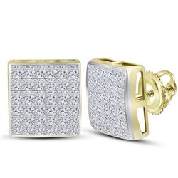 14kt Yellow Gold Womens Princess Diamond Square Cluster Earrings 2.00 Cttw
