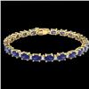 Image 2 : 15 ctw Tanzanite & VS/SI Diamond Eternity Bracelet 10k Yellow Gold