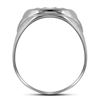 Image 2 : 10kt White Gold Mens Round Diamond Oval Cluster Ring 1/4 Cttw