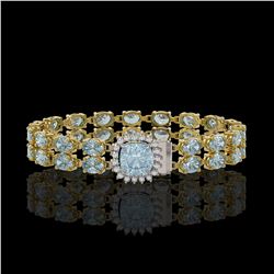 14.93 ctw Aquamarine & Diamond Bracelet 14K Yellow Gold