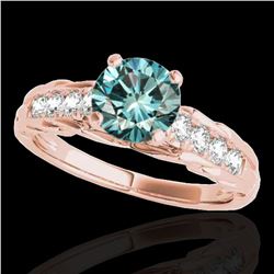 1.2 ctw SI Certified Fancy Blue Diamond Solitaire Ring 10k Rose Gold