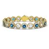 Image 1 : 15.35 ctw Blue & Diamond Micro Pave Bracelet 18K Yellow Gold