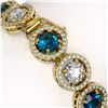 Image 3 : 15.35 ctw Blue & Diamond Micro Pave Bracelet 18K Yellow Gold