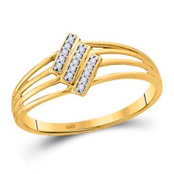 10kt Yellow Gold Womens Round Diamond Stripe Band Ring 1/20 Cttw