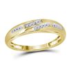 Image 3 : 14kt Yellow Gold His & Hers Round Diamond Cluster Matching Bridal Wedding Ring Band Set 1/3 Cttw