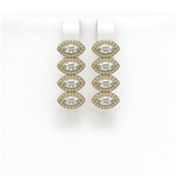 3.84 ctw Marquise Cut Diamond Micro Pave Earrings 18K Yellow Gold