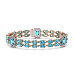 17.68 ctw Swiss Topaz & Diamond Bracelet 14K Rose Gold