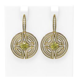 3.36 ctw Fancy Yellow Diamond Earrings 18K Yellow Gold