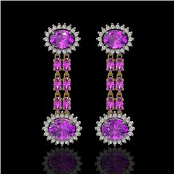 8.19 ctw Amethyst & Diamond Earrings 14K Yellow Gold