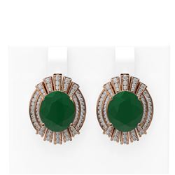 15.37 ctw Emerald & Diamond Earrings 18K Rose Gold