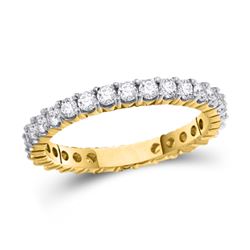 14kt Yellow Gold Womens Round Pave-set Diamond Eternity Wedding Band 1/2 Cttw