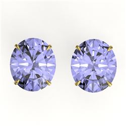 18 ctw Tanzanite Designer Solitaire Stud Earrings 18k Yellow Gold