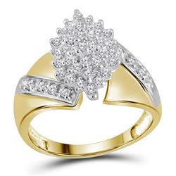 14kt Yellow Gold Womens Round Diamond Cluster Ring 1/2 Cttw