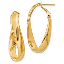 14k Twisted Oval Hoop Earrings