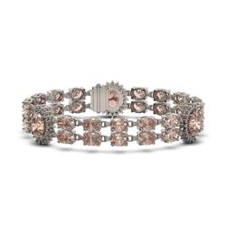 30.62 ctw Morganite & Diamond Bracelet 14K White Gold