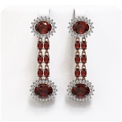 8.87 ctw Garnet & Diamond Earrings 14K Rose Gold