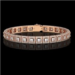 10.8 ctw Princess Cut Diamond Micro Pave Bracelet 18K Rose Gold