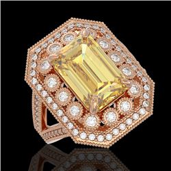 5.85 ctw Canary Citrine & Diamond Victorian Ring 14K Rose Gold