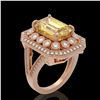 Image 2 : 5.85 ctw Canary Citrine & Diamond Victorian Ring 14K Rose Gold